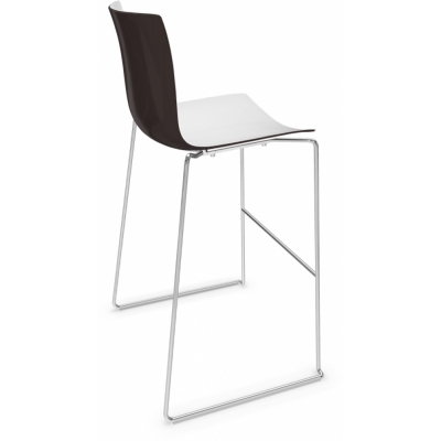 Arper - Catifa 46 0471 Barhocker zweifarbig H 76cm Weiß-Dunkelbraun | Verchromt