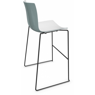 Arper - Catifa 46 0471 Barhocker zweifarbig H 76cm Weiß-Petrol | Schwarz