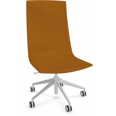 Arper - Catifa Sensit Office 4902 Drehstuhl mit Rollen Kunstleder Braun | Alu glänzend