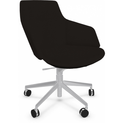 Arper - Aston Conference 1930 Stuhl mit Rollen Weichleder Schwarz