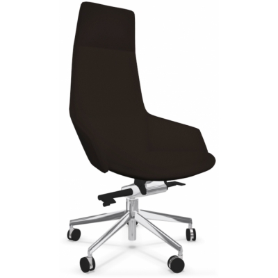 Arper - Aston Direction Syncro 1919 Stuhl mit Rollen Kaffee/Mocka (Weichleder PF00007)