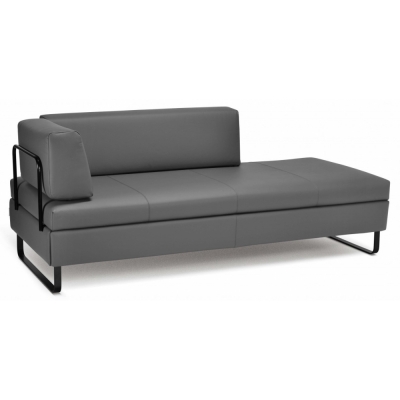 Swiss Plus - Doppio Doppelbett Kufenfüße matt schwarz Grigio (Panama Leder 5310)