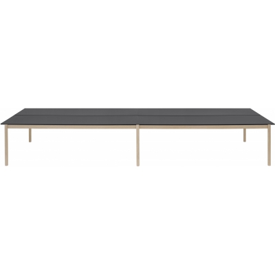Muuto - Linear System Tisch Configuration 2 Schwarzes Nanolaminat (Gestell: Eiche)