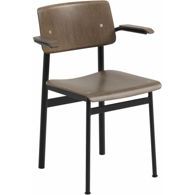Muuto - Loft Stuhl mit Armlehnen Dunkelbraun/Schwarz