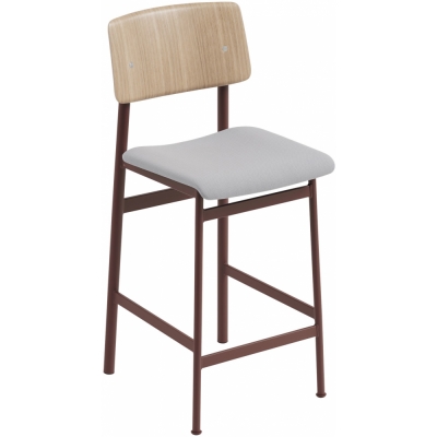 Muuto - Loft Barhocker gepolstert 65 cm, Rot/Eiche