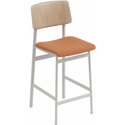 Muuto - Loft Barhocker gepolstert 65 cm, Grau/Eiche