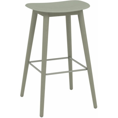 Muuto - Fiber Barhocker Recyceltes Plastik mit Holzgestell Dusty Green / Dusty Green