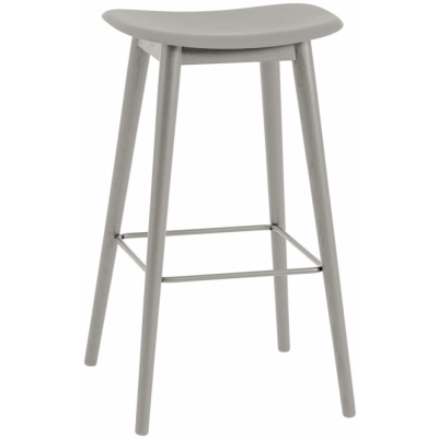 Muuto - Fiber Barhocker Recyceltes Plastik mit Holzgestell Grau / Grau
