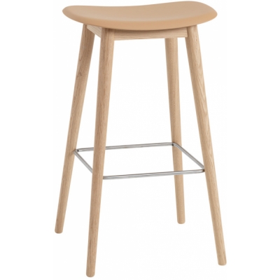 Muuto - Fiber Barhocker Recyceltes Plastik mit Holzgestell Ocker / Eiche