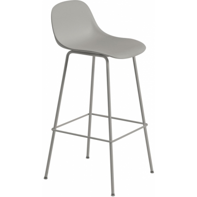 Muuto - Fiber Barhocker Recyceltes Plastik mit Rückenlehne Grau / Grau