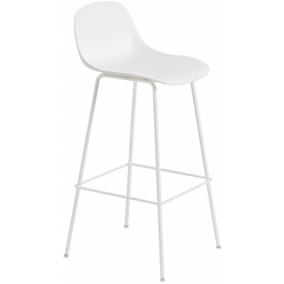 Muuto - Fiber Barhocker Recyceltes Plastik mit Rückenlehne Weiß Natur / Weiß