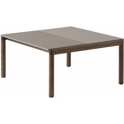 Muuto - Couple Couchtisch 2 Tischplatten Glatt/Gewellt Taupe / Eiche dunkel geölt