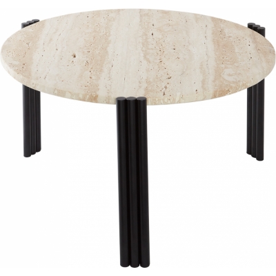 AYTM - Tribus Couchtisch Ø 60 cm Schwarz / Travertin