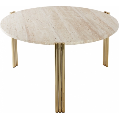 AYTM - Tribus Couchtisch Ø 80 cm Gold / Travertin