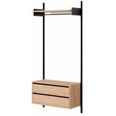 New Works - Wardrobe Regal 1 mit Schubladen Eiche / Schwarz