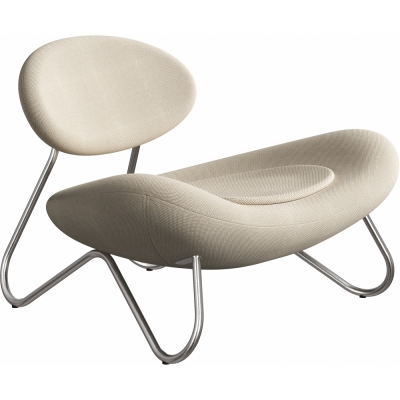 Woud - Meadow Lounge Stuhl Edelstahlrahmen gebürstet Creme (Sisu 0105)