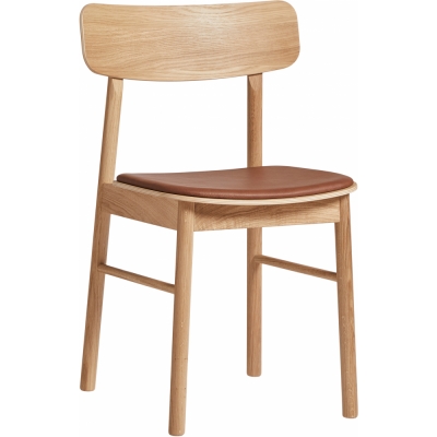 Woud - Soma Dining Stuhl gepolstert Eiche geölt / Leder cognac