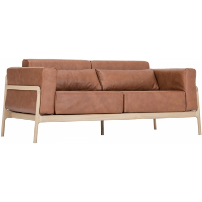 Gazzda - Fawn Sofa 2 Sitzer / Dakar Leder Whisky / Eiche Weiß geölt