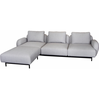 Cane-line - Aura Sofa 3-Sitzer mit niedrigen Armlehnen & Chaise Longue rechts Hellgrau (Essence)