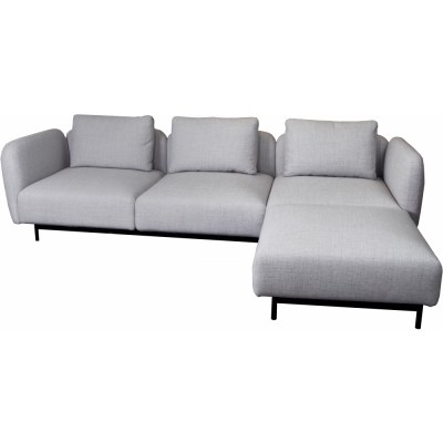 Cane-line - Aura Sofa 3-Sitzer mit hohen Armlehnen & Chaise Longue rechts Hellgrau (Essence)