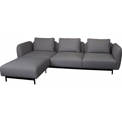 Cane-line - Aura Sofa 3-Sitzer mit hohen Armlehnen & Chaise Longue links Dunkelgrau (Ambience)
