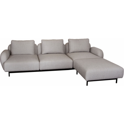 Cane-line - Aura Sofa 3-Sitzer mit niedrigen Armlehnen & Chaise Longue links Hellbraun (Essence)