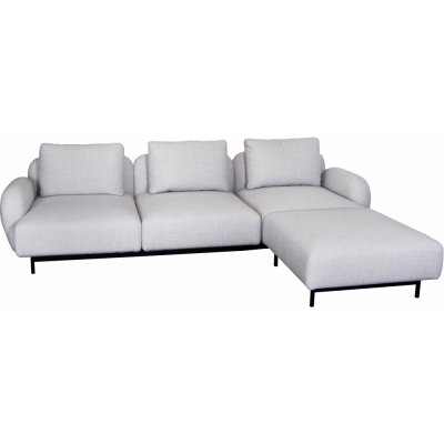 Cane-line - Aura Sofa 3-Sitzer mit niedrigen Armlehnen & Chaise Longue links Hellgrau (Ambience)