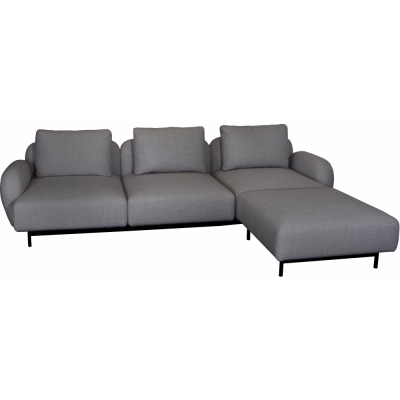 Cane-line - Aura Sofa 3-Sitzer mit niedrigen Armlehnen & Chaise Longue links Dunkelgrau (Ambience)