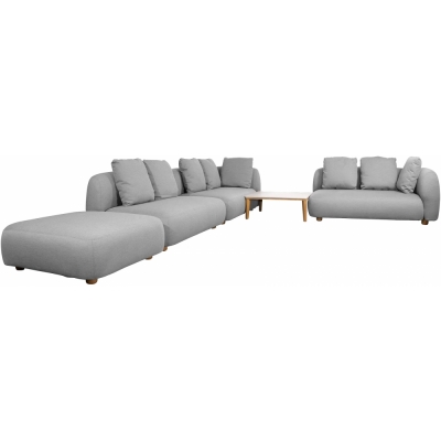 Cane-line - Capture Ecksofa mit Tisch, Pouf  & Chaise Longue Hellgrau