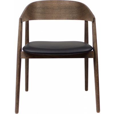 Andersen Furniture - AC2 Stuhl mit Armlehne Ledersitz schwarz / Eiche geräuchert geölt