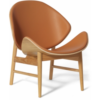 Warm Nordic - The Orange Loungesessel Komplett gepolstert Cognac Challenger 046 (Gestell: Eiche geölt)