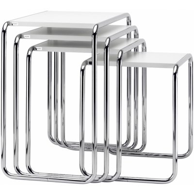 Thonet - Set B 9 Beistelltischset TS 9015 Cool White decklackiert (Gestell: Chrom Standard)