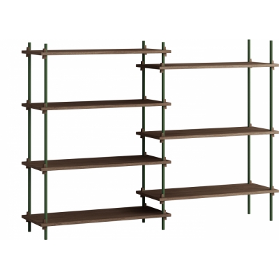 Moebe - Shelving System s.115.2.A Regal, Doppelt Eiche geräuchert/Kieferngrün