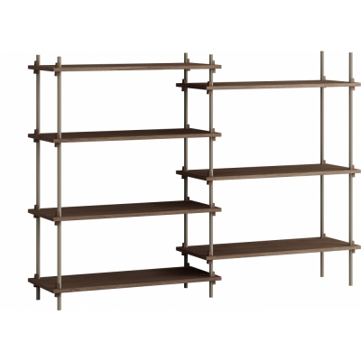 Moebe - Shelving System s.115.2.A Regal, Doppelt Eiche geräuchert/Warmes Grau
