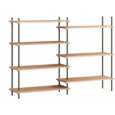 Moebe - Shelving System s.115.2.A Regal, Doppelt Eiche/Kieferngrün