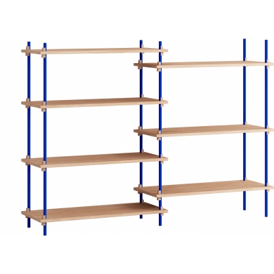 Moebe - Shelving System s.115.2.A Regal, Doppelt Eiche/Tiefblau