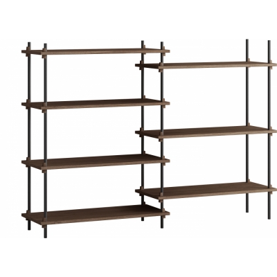 Moebe - Shelving System s.115.2.A Regal, Doppelt Eiche geräuchert/Schwarz