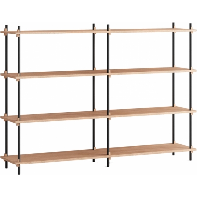 Moebe - Shelving System s.115.2.B Regal, Doppelt Eiche/Schwarz