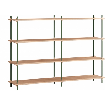 Moebe - Shelving System s.115.2.B Regal, Doppelt Eiche/Kieferngrün