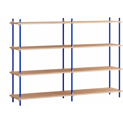 Moebe - Shelving System s.115.2.B Regal, Doppelt Eiche/Tiefblau