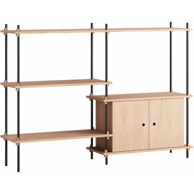 Moebe - Shelving System s.115.2.C Regal, Doppelt Eiche/Schwarz