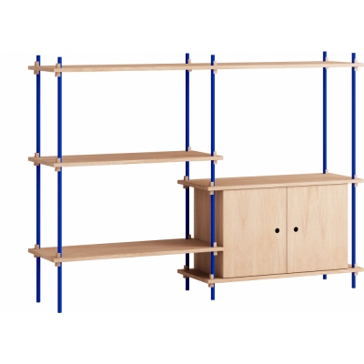 Moebe - Shelving System s.115.2.C Regal, Doppelt Eiche/Tiefblau