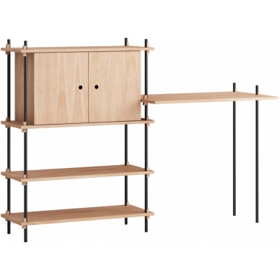 Moebe - Shelving System s.115.2.D Regal, Doppelt Eiche/Schwarz