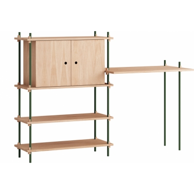 Moebe - Shelving System s.115.2.D Regal, Doppelt Eiche/Kieferngrün