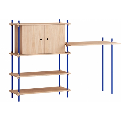 Moebe - Shelving System s.115.2.D Regal, Doppelt Eiche/Tiefblau