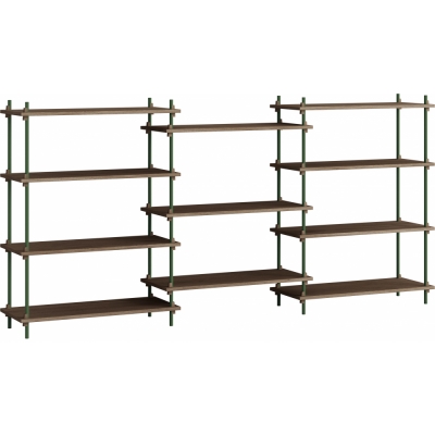 Moebe - Shelving System s.115.3.A Regal, Dreifach Eiche geräuchert/Kieferngrün