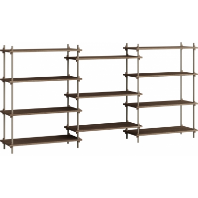 Moebe - Shelving System s.115.3.A Regal, Dreifach Eiche geräuchert/Warmes Grau