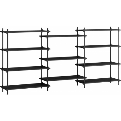 Moebe - Shelving System s.115.3.A Regal, Dreifach Schwarz/Schwarz