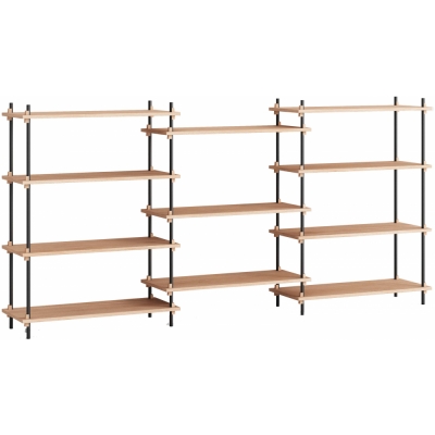 Moebe - Shelving System s.115.3.A Regal, Dreifach Eiche/Schwarz
