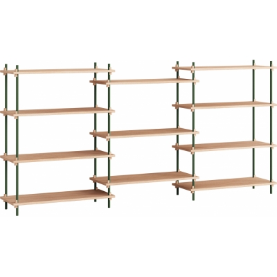 Moebe - Shelving System s.115.3.A Regal, Dreifach Eiche/Kieferngrün